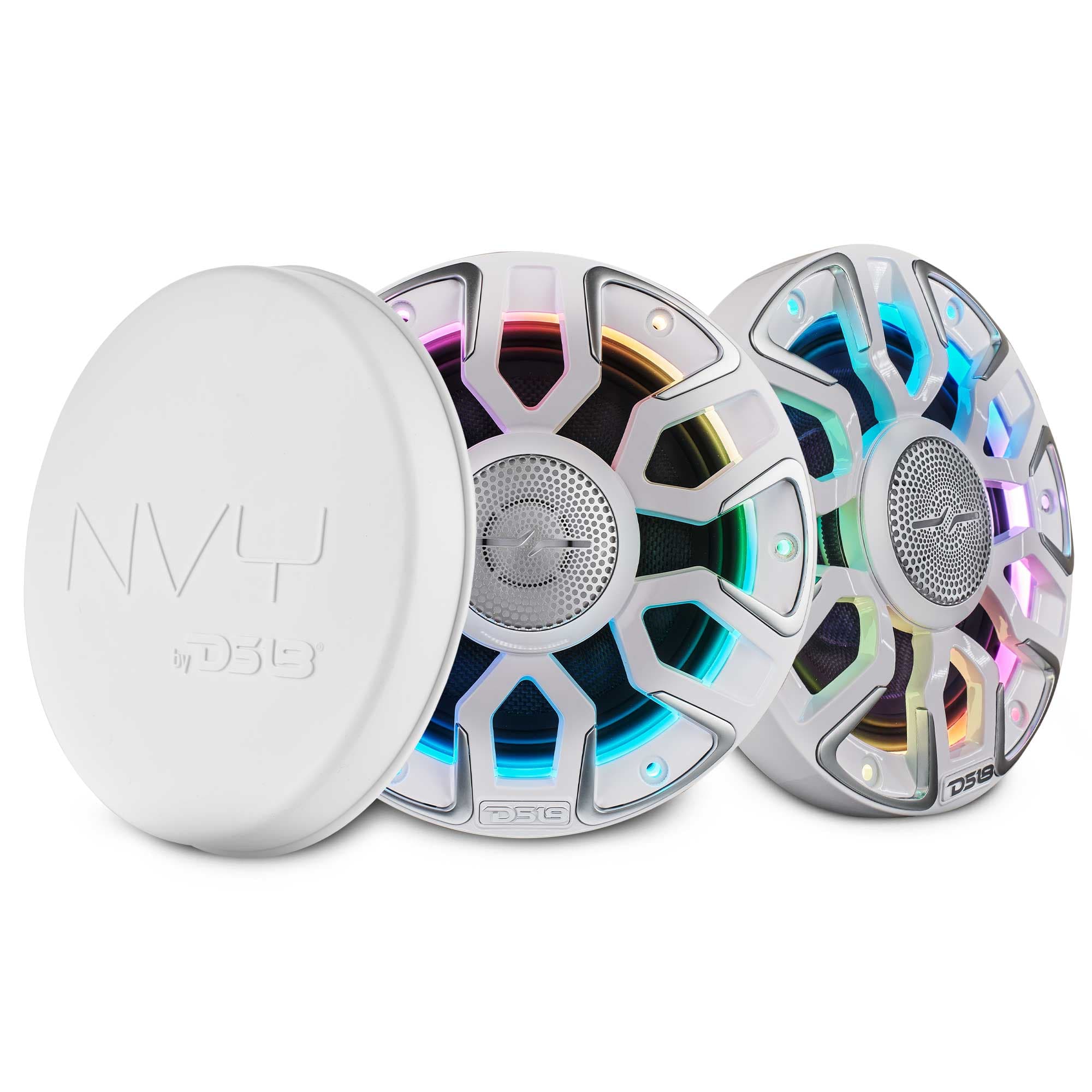 Altavoz coaxial marino de 6,5" con cono de Kevlar, tweeter de bala, imán de neodimio y luces LED digitales | 200 W RMS 4 ohmios