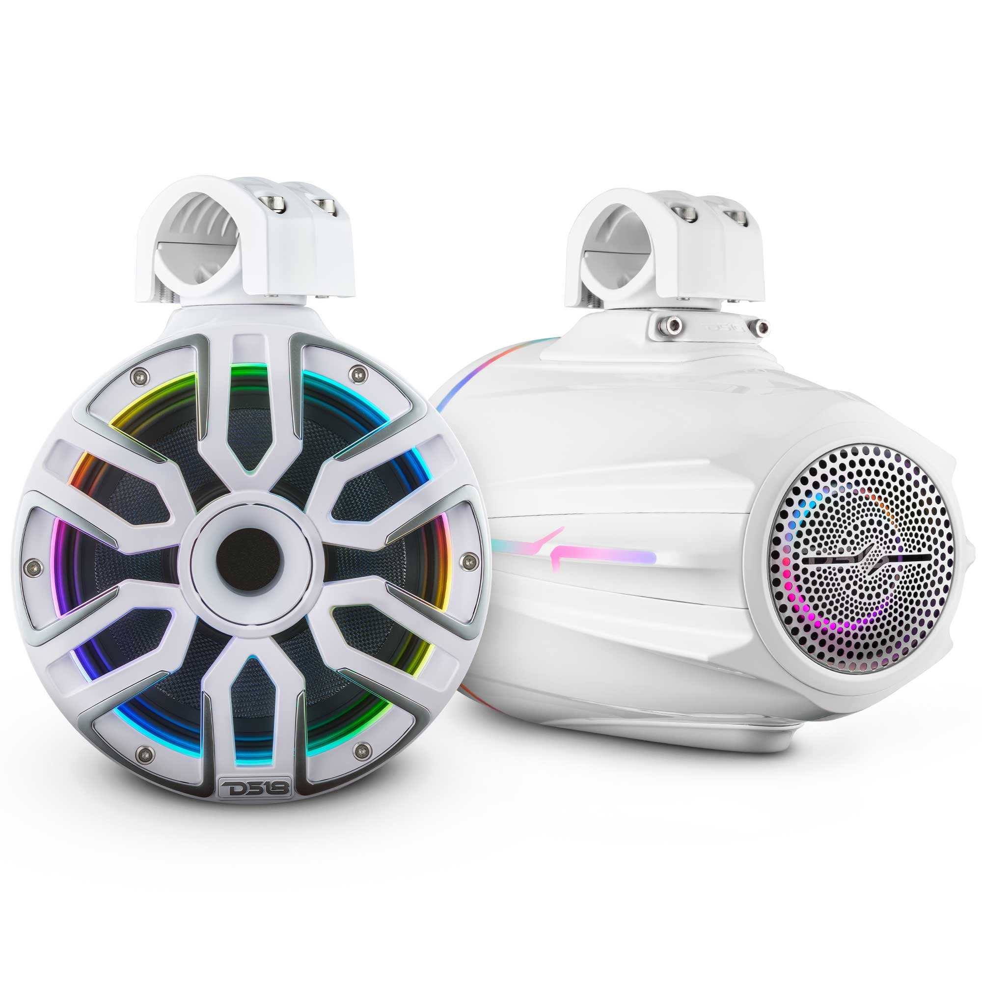 Altavoz de torre marino de 8” con imán de neodimio, cono de Kevlar, controlador de compresión y luces LED digitales | 200 W RMS 4 ohmios