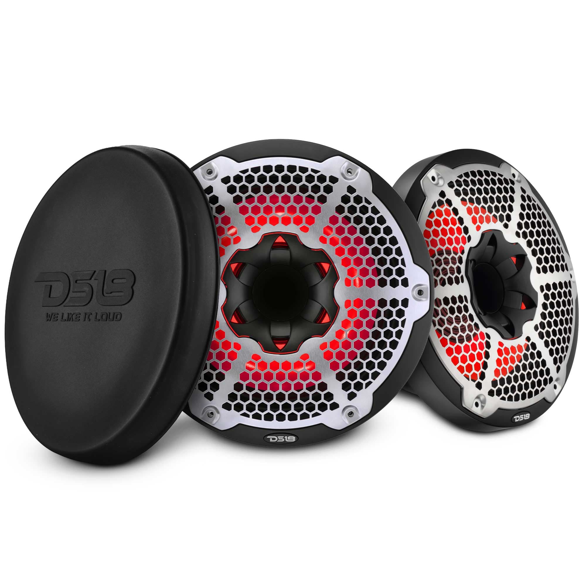 Altavoz híbrido marino de 2 vías de 10 pulgadas con LED RGB, controlador de compresión e imán de neodimio | 450 W RMS 4 ohmios