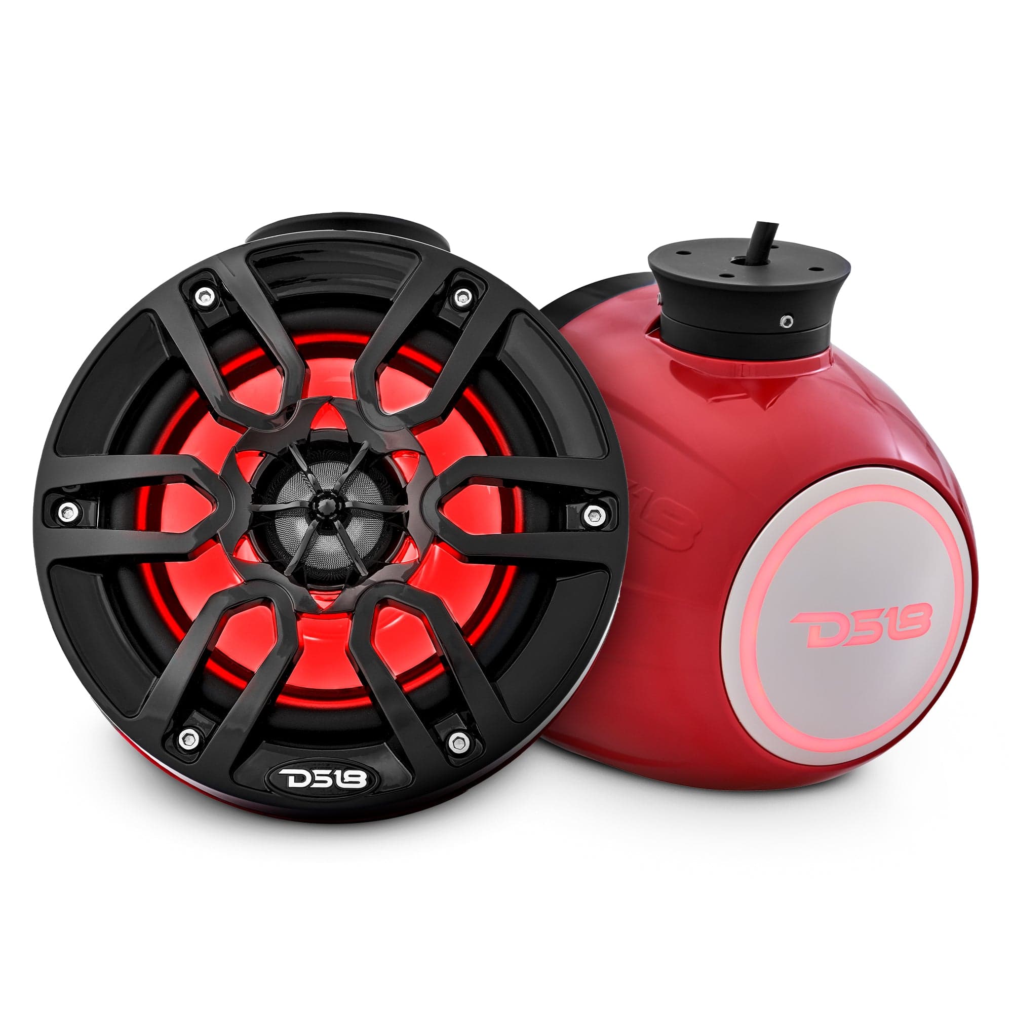 Altavoces Marine Pod de 6,5" y 300 W con luces LED RGB: audio todoterreno impermeable para motos acuáticas, quads, UTV, Jeeps y motocicletas (par).