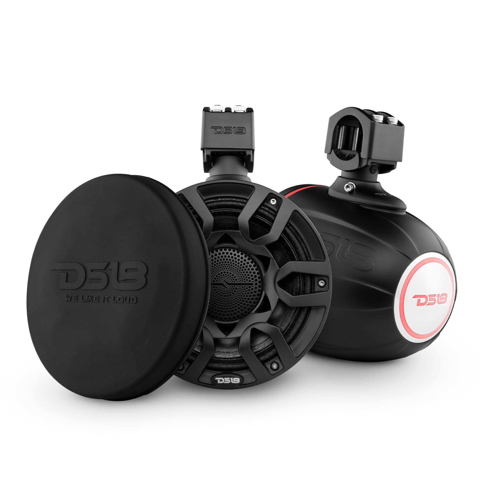 Altavoces compactos NXL de 8" para torre de wakeboard con altavoz híbrido de rango medio y driver de compresión, luces LED RGB, 500 vatios, incluye cubierta para altavoz