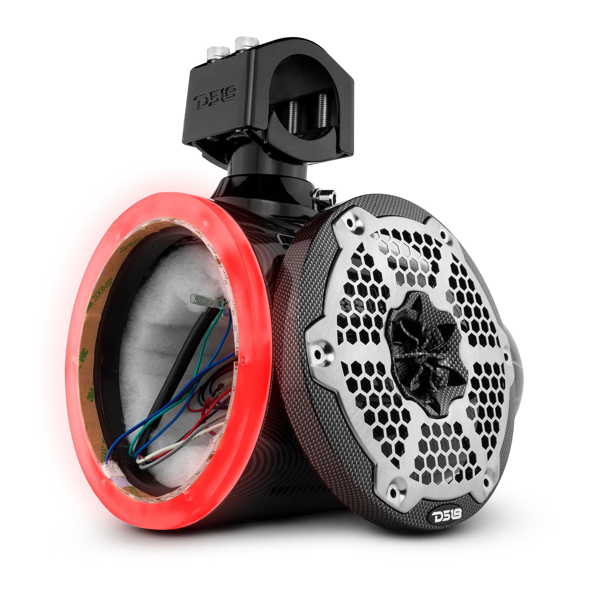Luces LED RGB NXL de 6.5" para torre vacía en aplicaciones marinas y de deportes motorizados - Fibra de carbono negra