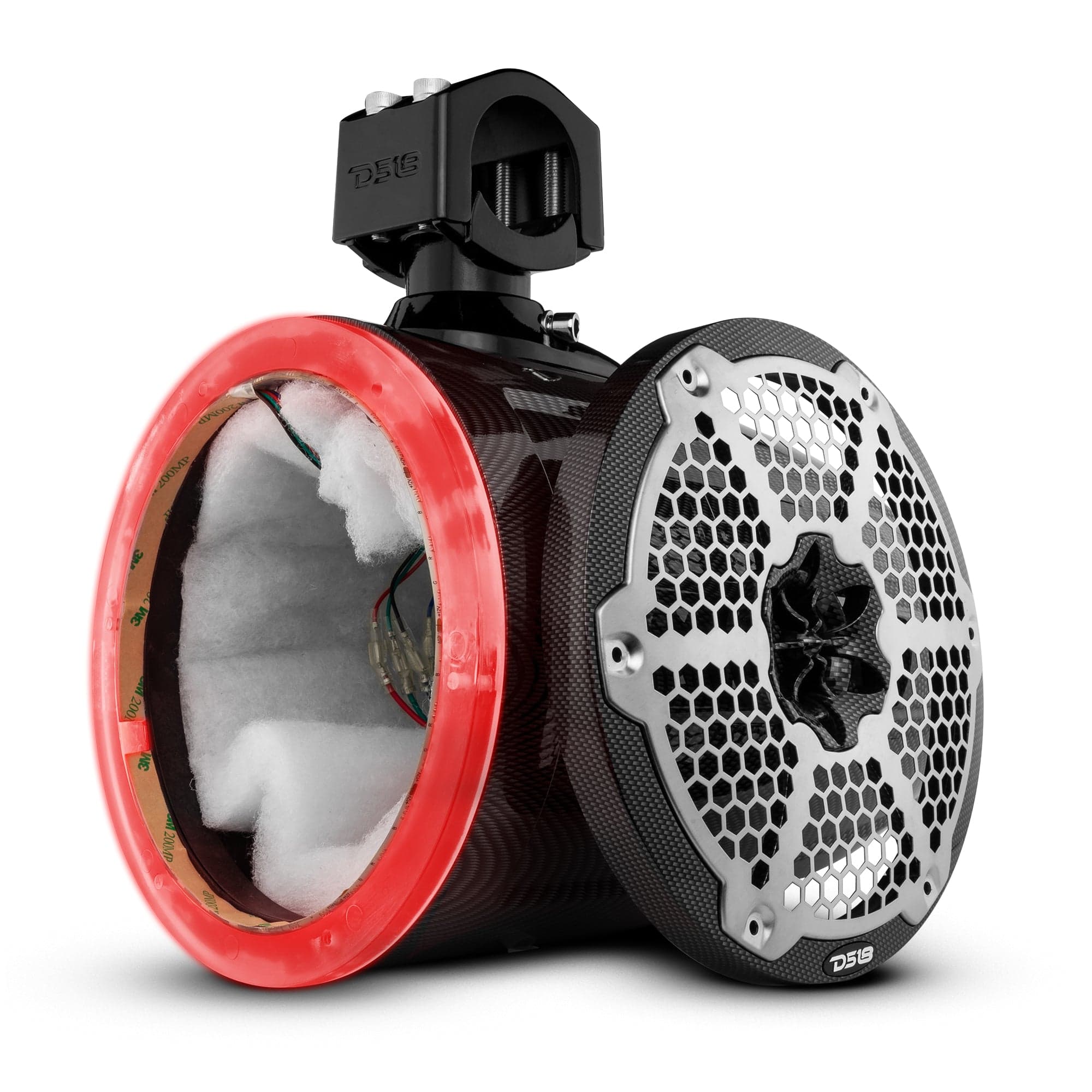 Luces LED RGB NXL de 8" para torre vacía en embarcaciones y deportes de motor - Fibra de carbono negra