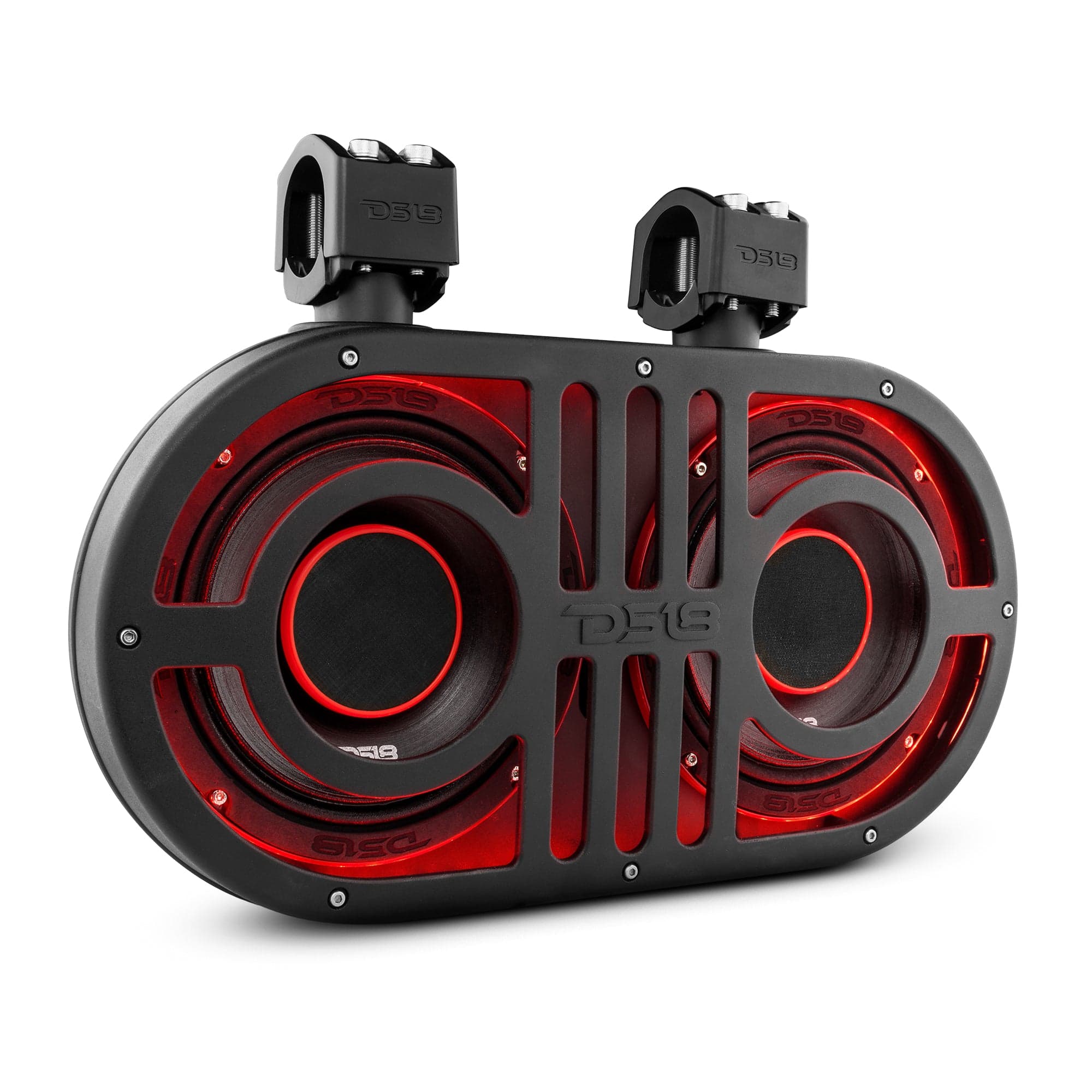 Sistema de barra de sonido doble de 8" para jaula antivuelco, para vehículos marinos y deportes de motor, con luces LED RGB integradas, 500 vatios RMS (2 x PRO-HY8.4B incluidas).