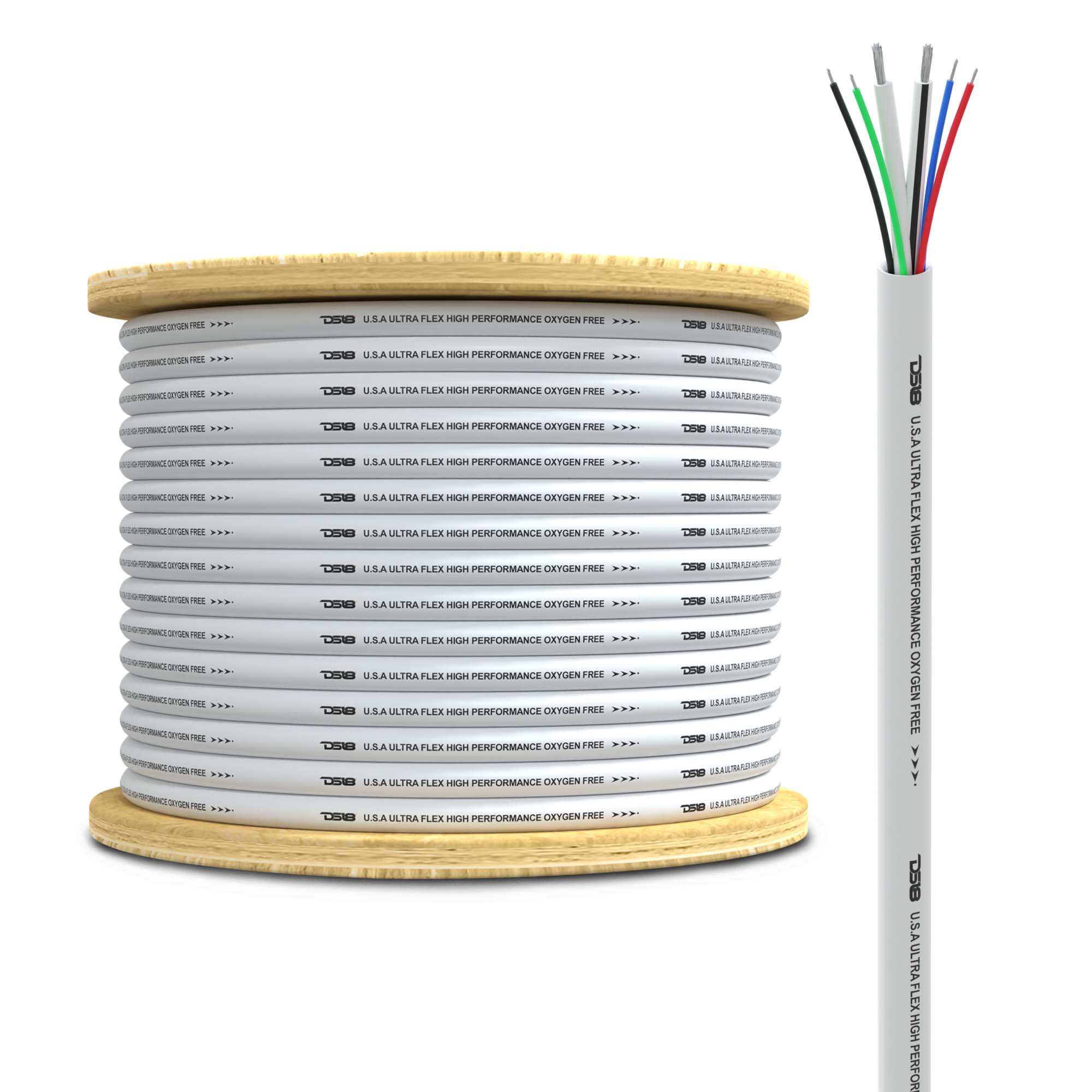 Cables RGB OFC estañados de calibre 18 para uso marino con cable de altavoz de calibre 12 (30,5 metros).