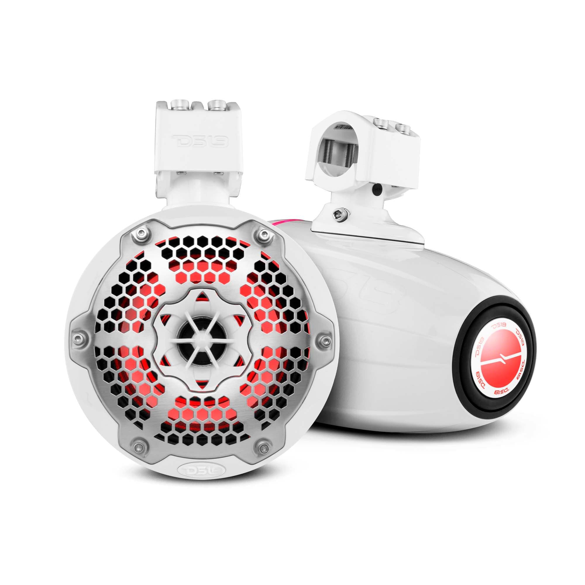 Torres NXL de 6.5" de neodimio para embarcaciones y vehículos recreativos con radiador pasivo integrado, controlador de 1" y luces LED RGB de 150 vatios RMS - Blancas