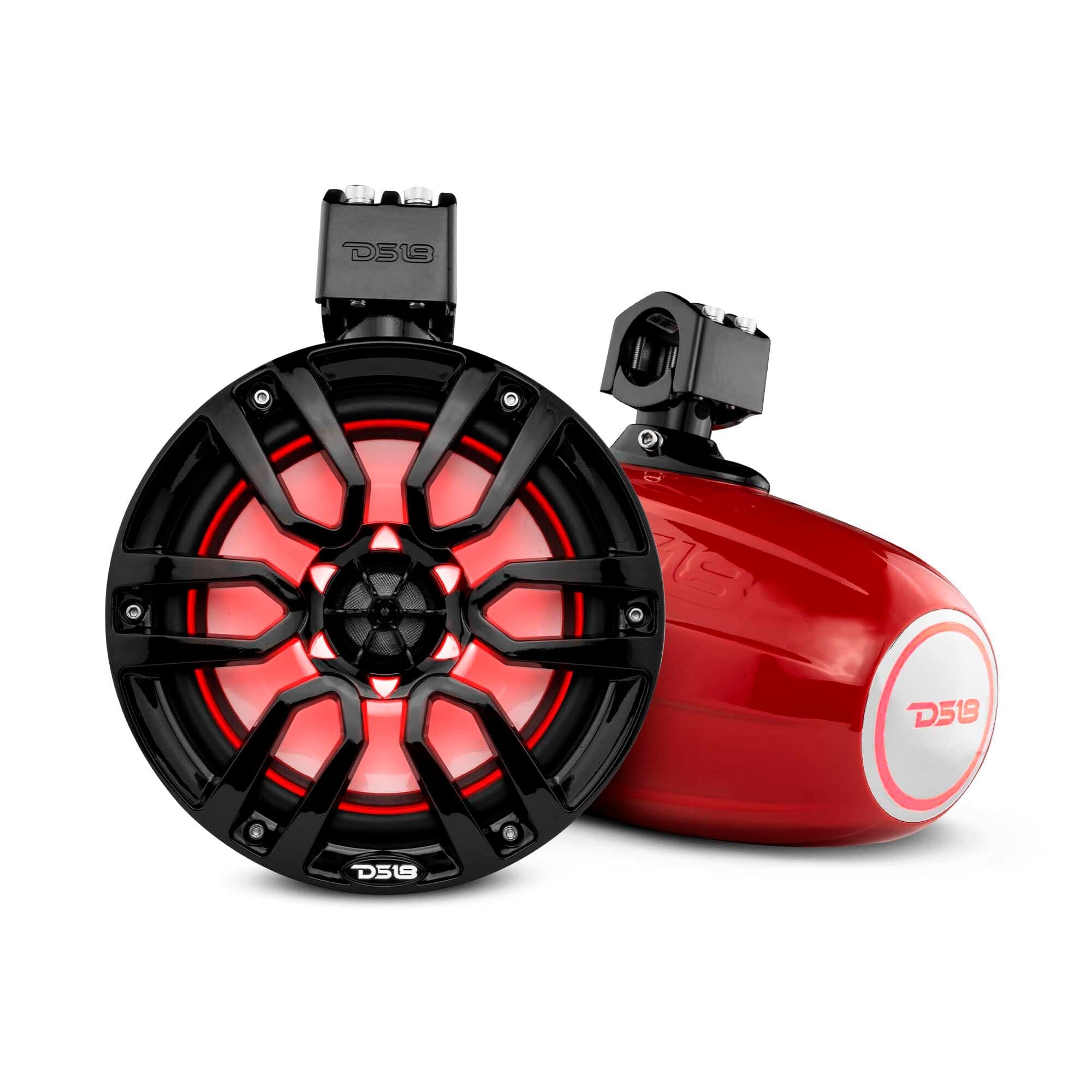 Torres NXL de 8" para embarcaciones y vehículos recreativos con luces LED RGB de 125 vatios RMS - Rojo