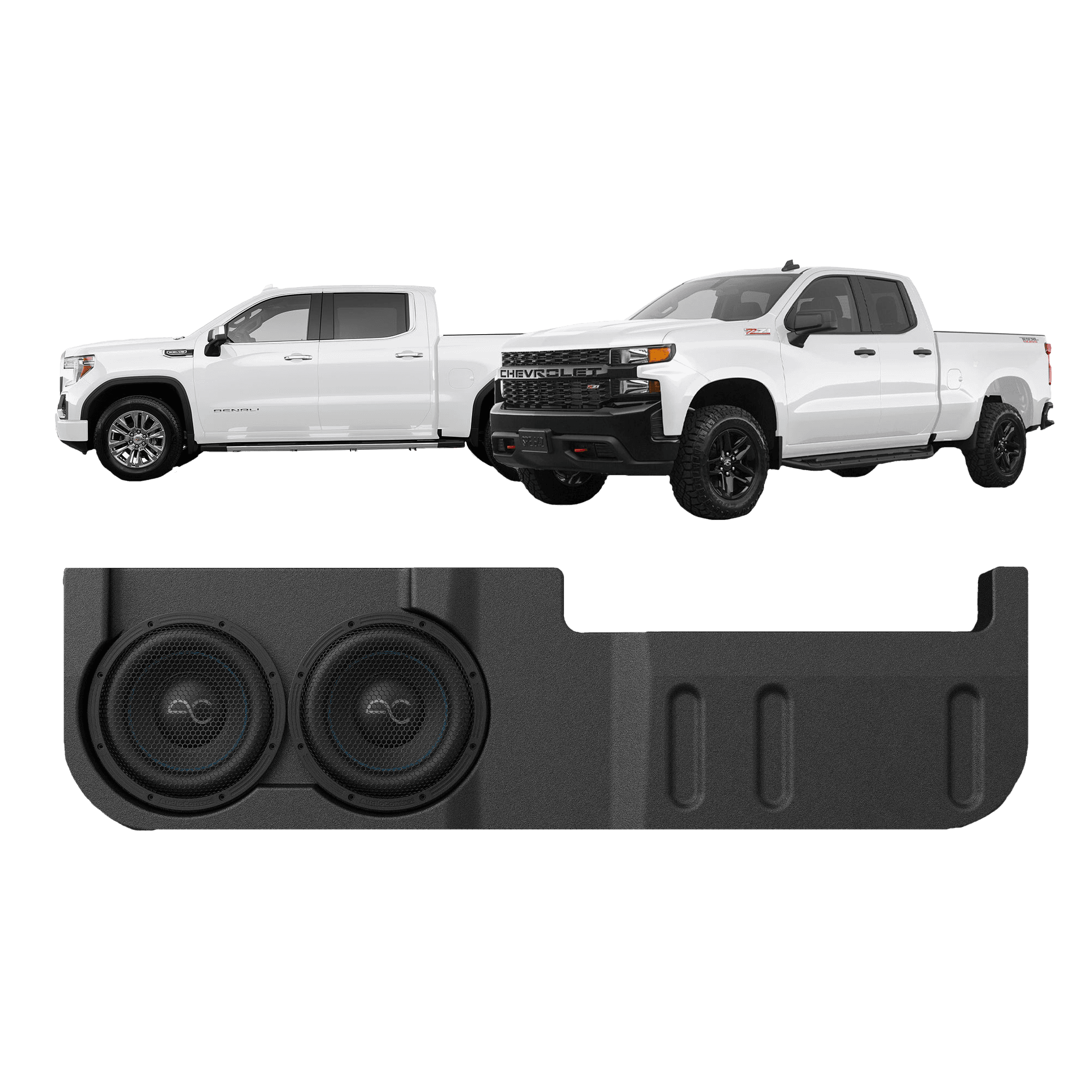 Chevy Silverado/GMC Sierra 1500 (2019+) / 2500/3500 Crew Cab (2020+) Under Seat Dual 10" Ported Loaded Subwoofer Box Enclosure by AudioControl