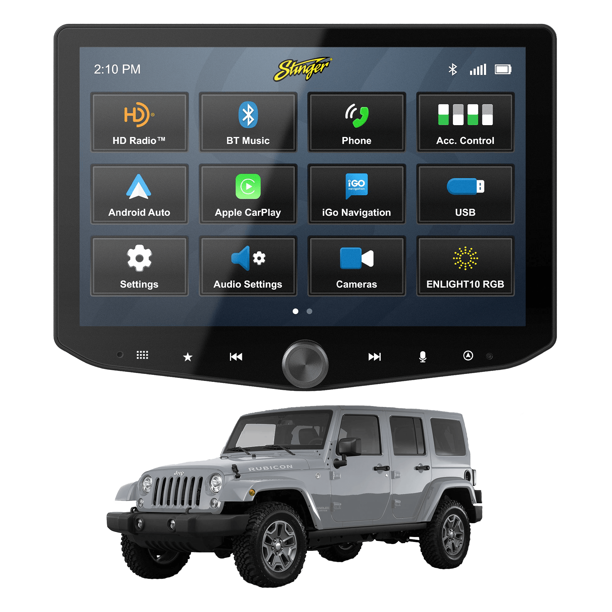 HEIGH10+ Jeep Wrangler JK (2011-2018) 10" Radio Fully Integrated Kit | Displays Vehicle Information and Off-Road Mode