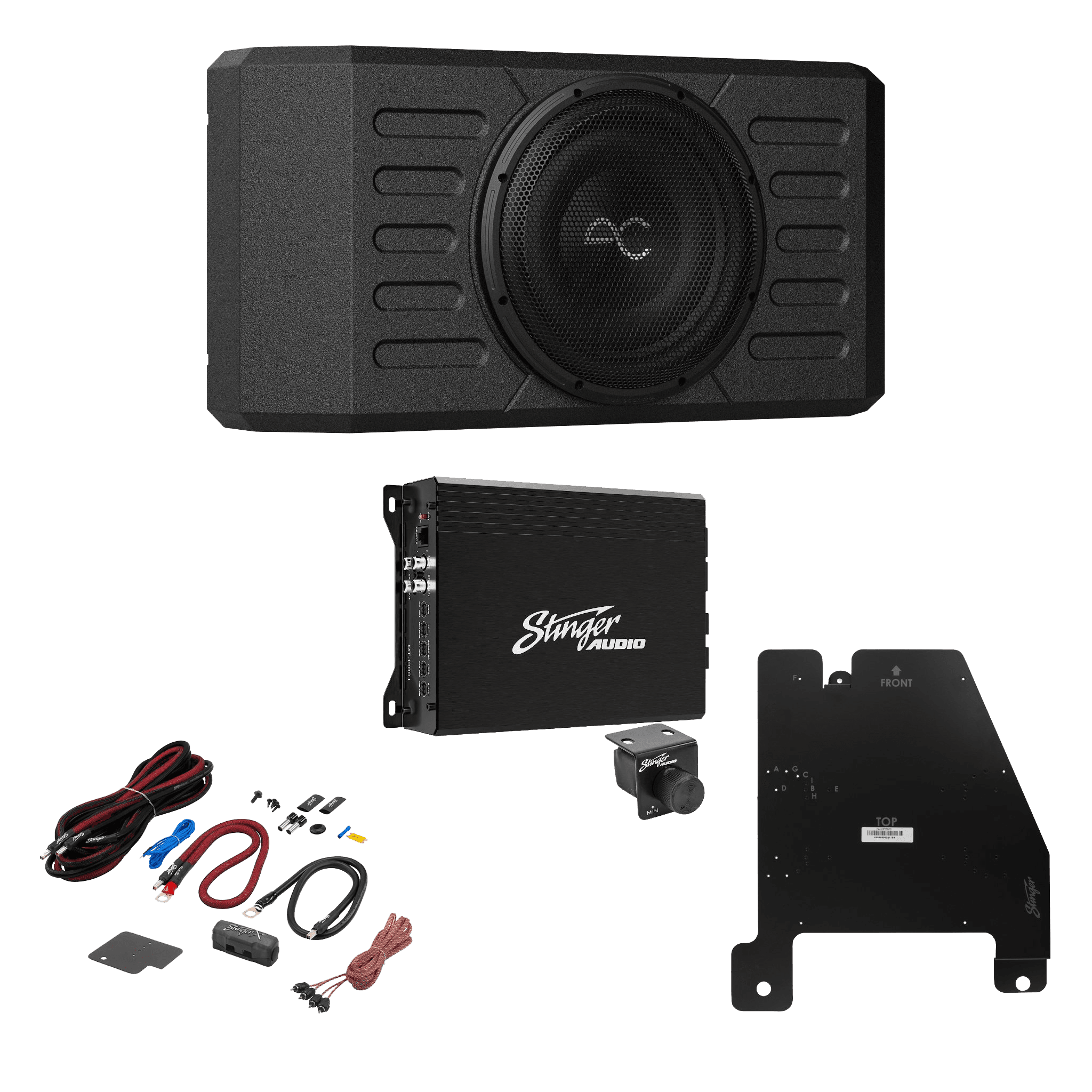 AudioControl Jeep Wrangler JK Unlimited 12" 400 Watt (RMS) Swing Gate-Mount Loaded Sealed Subwoofer Enclosure with Amplifier and Wiring Kit
