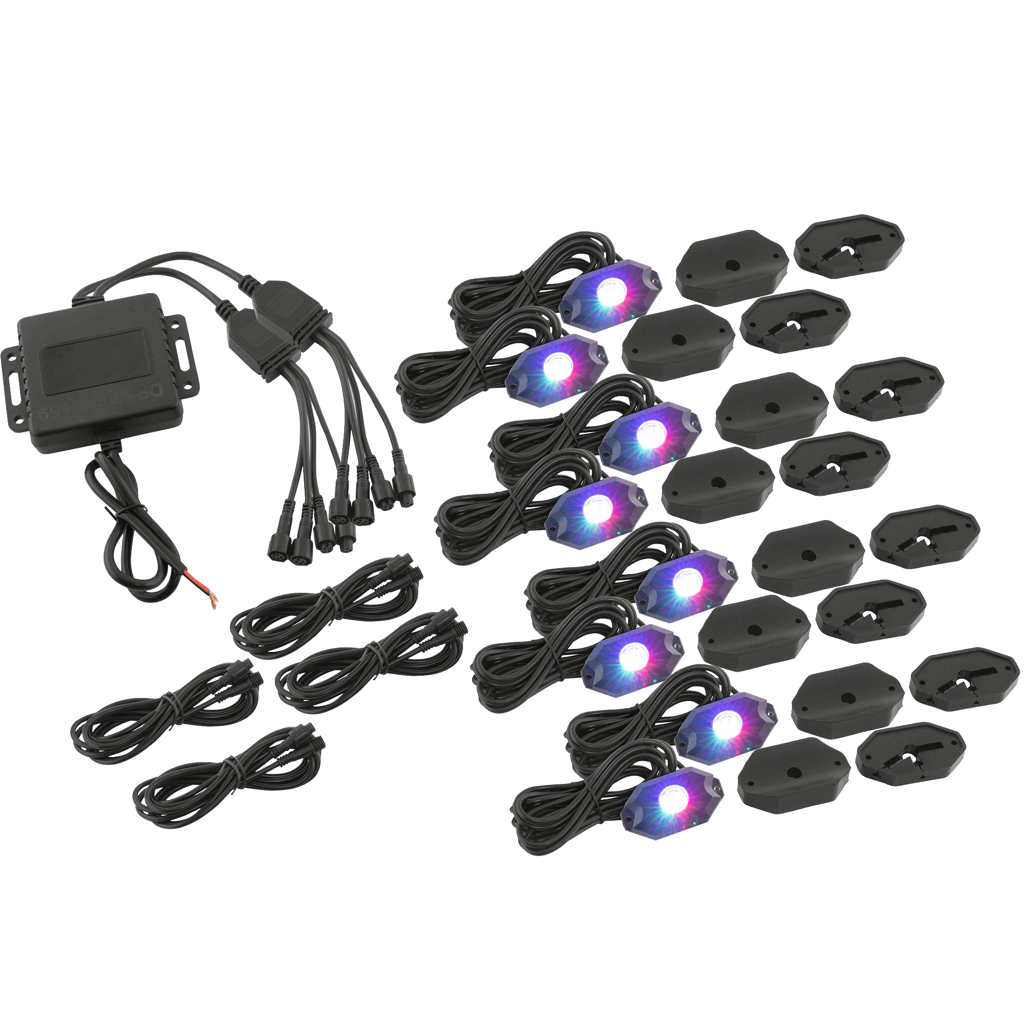 8 Pod Bluetooth Underglow RGB LED Rock Lights Kit with Universal Harness
