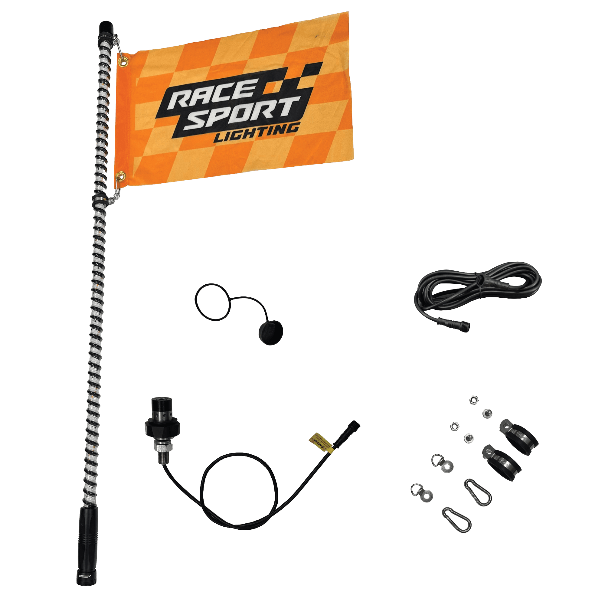 COLORTRAIL 4ft LED RGBW LED Whip Light w/Impact Protection Ribs, 10x Stronger Base by Race Sport Lighting - ENLIGHT10 App Compatible