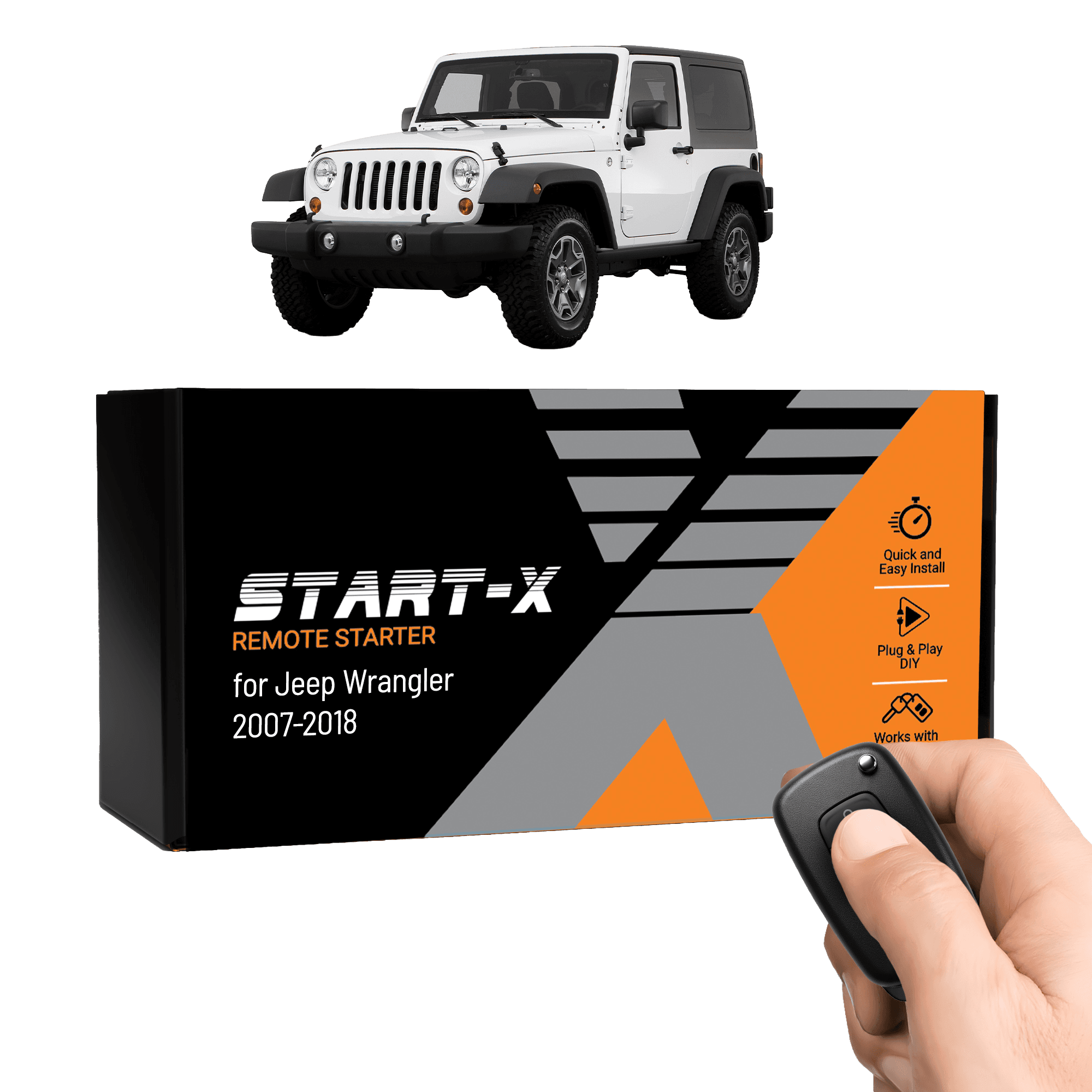 Start-X Long Range (2000-ft) Plug N Play Remote Starter Kit for Jeep Wrangler (2007-2018) / Key Start