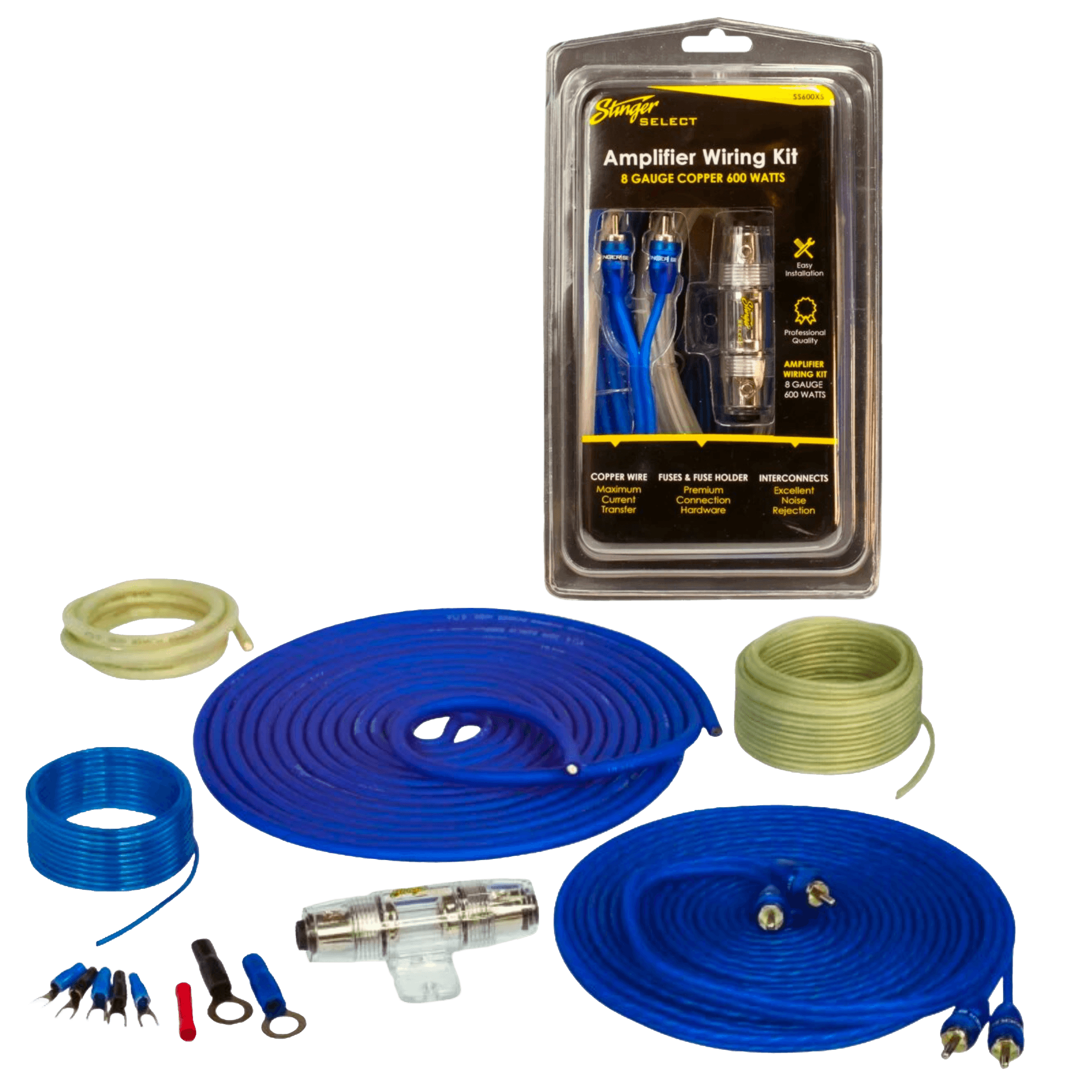 8GA 600 Watt Complete Amplifier Copper Wiring Kit