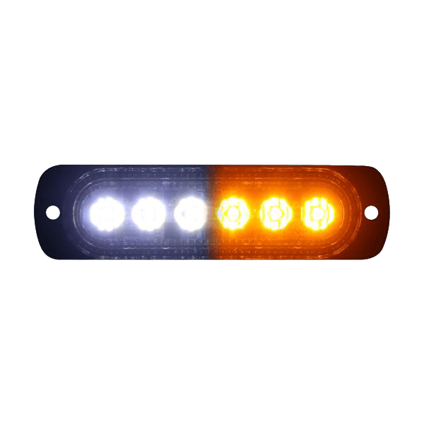 White/Amber Switching 6-LED Ultra Slim Flush Mount 19-Flash Pattern Marker Strobe Light by Race Sport Lighting