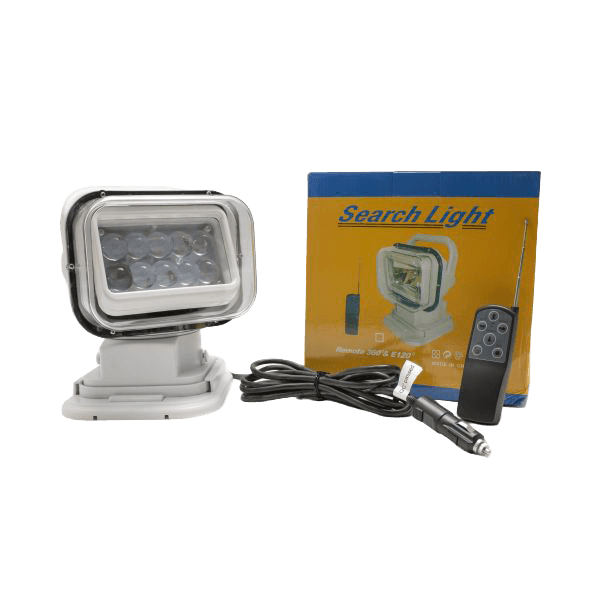Motorized 50W LED Spot Light with Remote & Swivel Functionality (White) by Race Sport Lighting